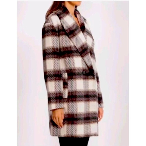 Avec Les Filles Jackets & Blazers - NWOT Avec Les Filles Shawl Collar Peacoat Wool-Blend large maroon/white/black